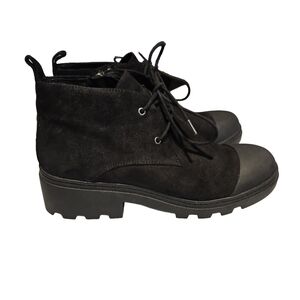 Eileen Fisher Black Suede Lace-Up Ankle Boots